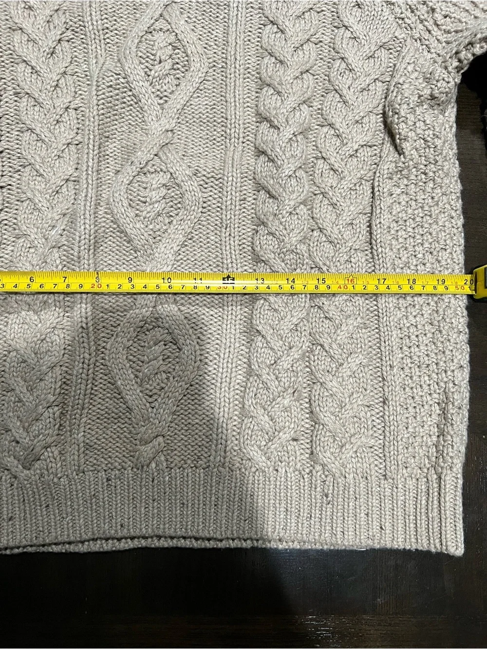 Lucky Brand Beige Solid Cable Knit Crew Neck Pullover Sweater M